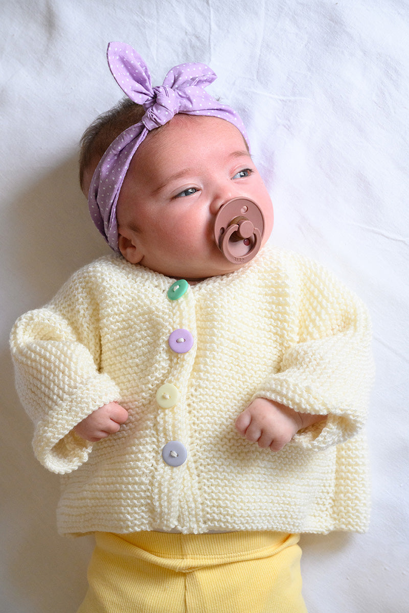 Garter Stitch Baby Cardigan Knitting Pattern