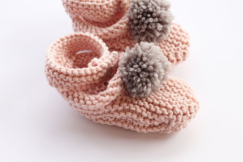Pom Baby Slippers Knitting Pattern – Handy Little Me Shop