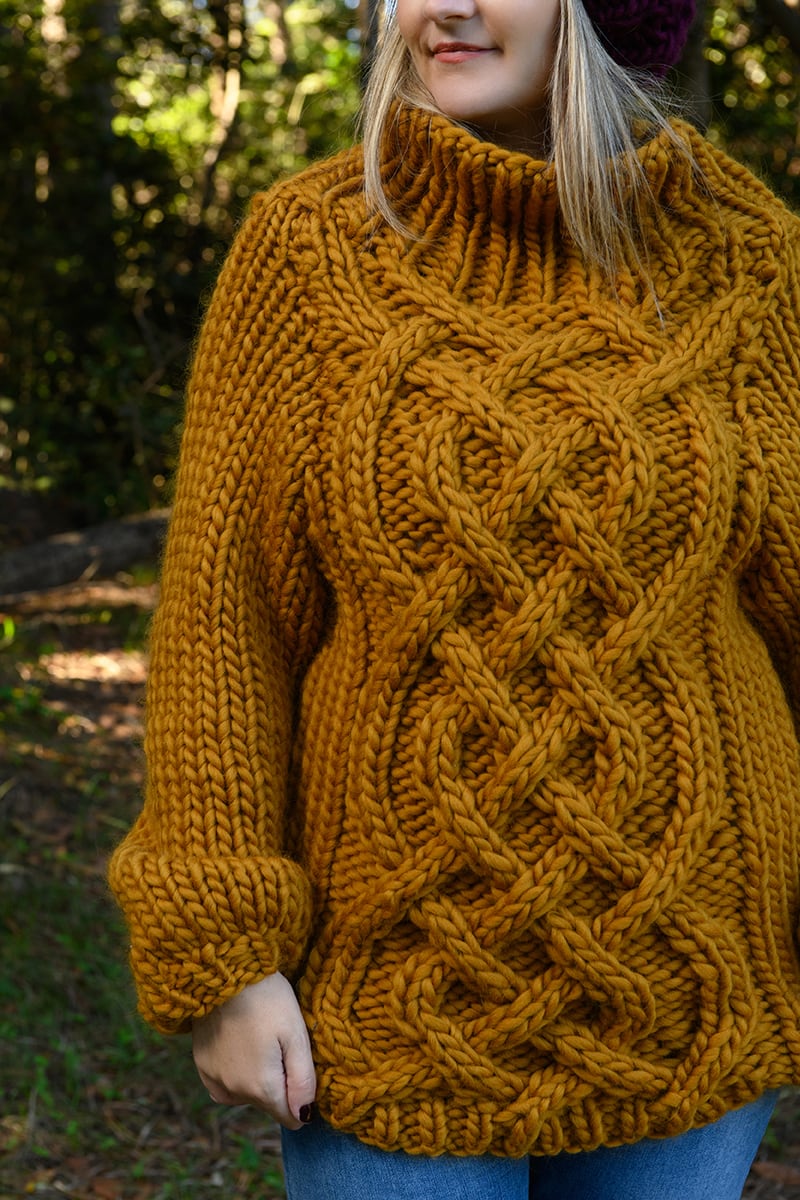 Chunky Celtic Cable Knit Sweater Pattern - Main Image