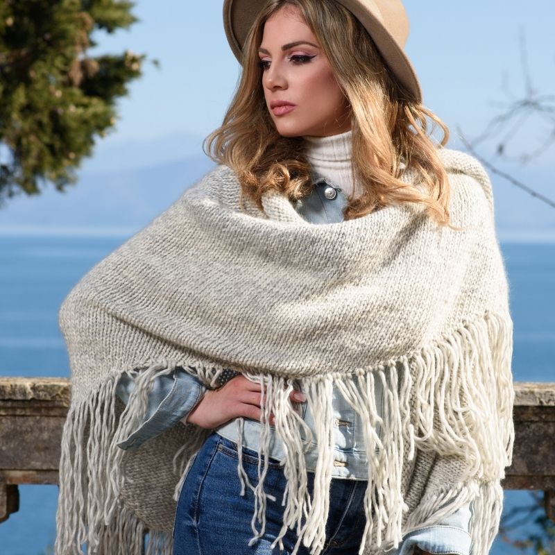 Yarn Shawl Tassel Fringe Shawl Knitting Pattern - Main Image