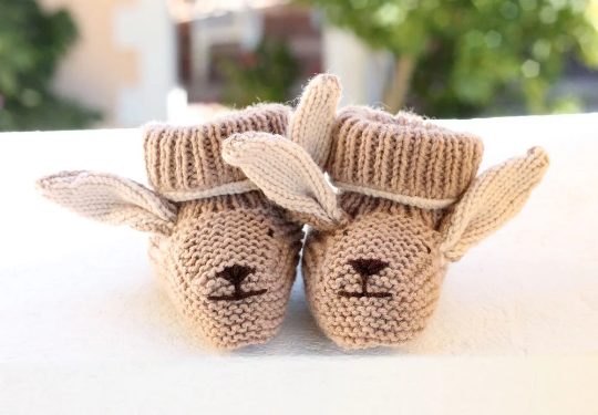 Bunny Baby Booties Knitting Pattern - Main Image