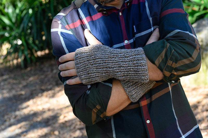 Knit Fingerless Gloves For Men With A Cable Design - Handy Little Me