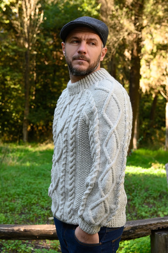 Men's Aran Sweater Knitting Pattern
