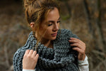 huge knitted scarf in garter stitch