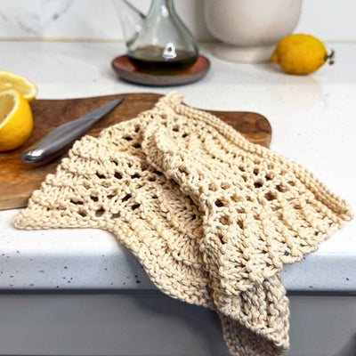 Cream Tea Old Shale Dishcloth Knitting Pattern PDF