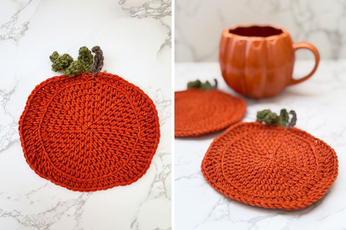 Crochet Pumpkin Coaster Pattern - Handy Little Me Shop