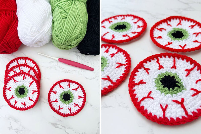 Eyeball Crochet Coaster Pattern