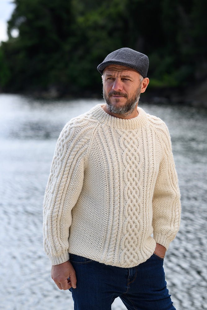 Celtic Cable Fisherman Sweater Knitting Pattern (Unisex Aran Raglan) - Handy Little Me Shop