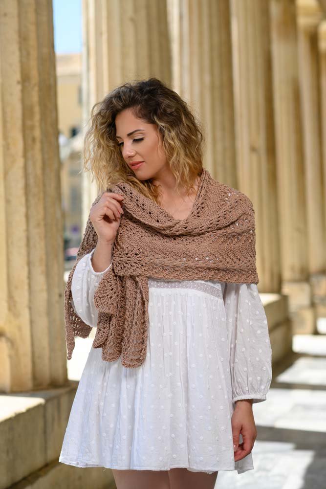 The Melpomene Wrap (Feather and Fan Knitting Pattern) - Handy Little Me Shop