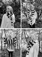 Black and White Skinny Scarf Knitting Pattern