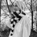 Black and White Skinny Scarf Knitting Pattern