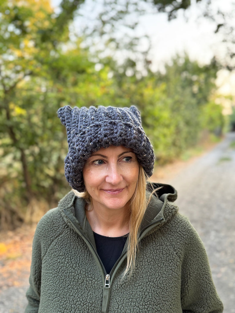 Crochet Cat Ear Hat Pattern – Easy Beanie in 5 Sizes for Kids & Adults