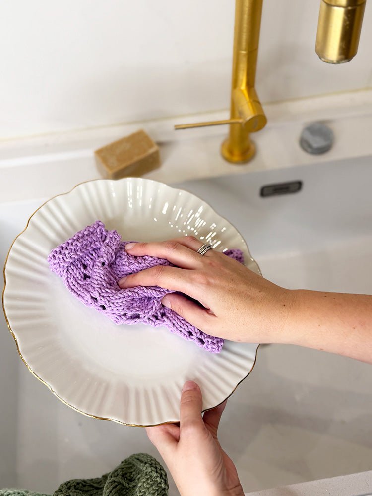 Sweet Violets Lace Dishcloth Knitting Pattern PDF - Handy Little Me Shop