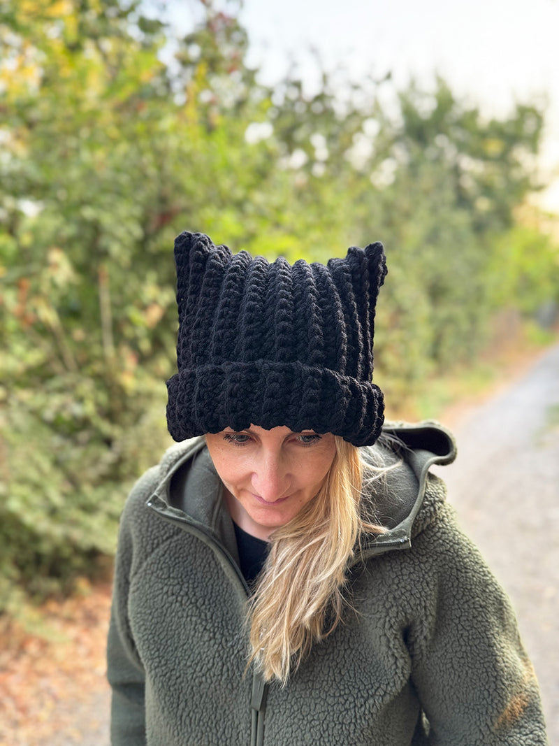Crochet Cat Ear Hat Pattern – Easy Beanie in 5 Sizes for Kids & Adults