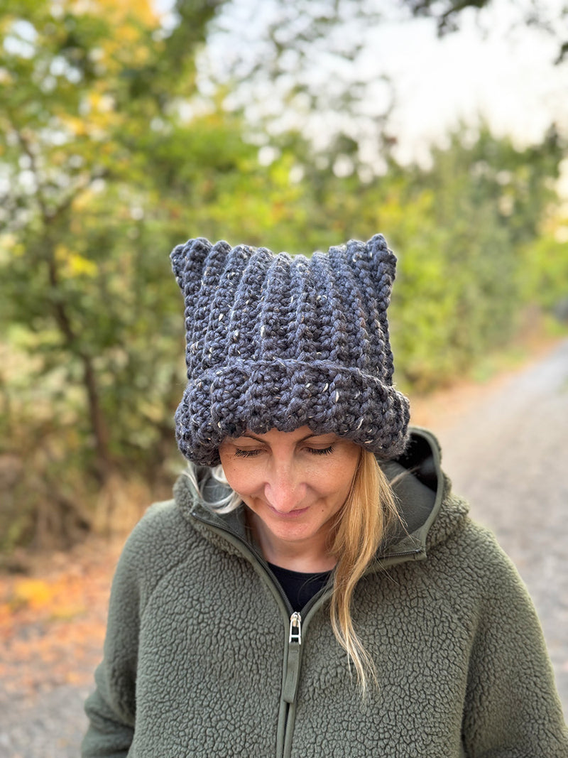 Crochet Cat Ear Hat Pattern – Easy Beanie in 5 Sizes for Kids & Adults