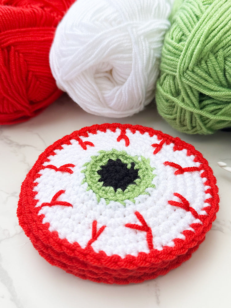 Eyeball Crochet Coaster Pattern
