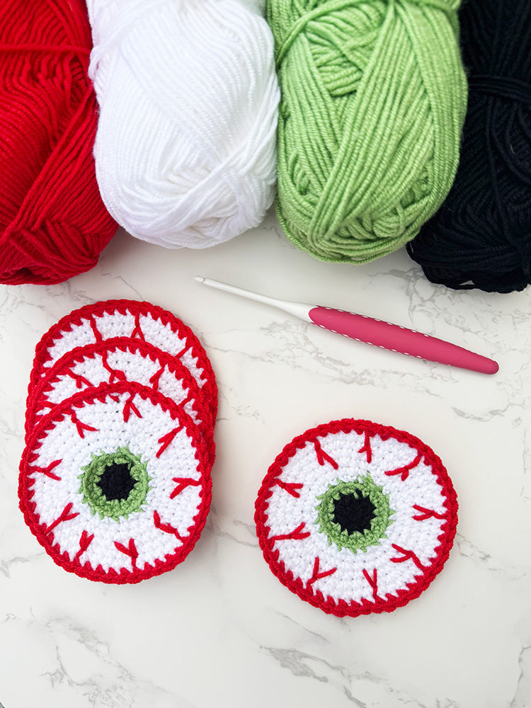 Eyeball Crochet Coaster Pattern