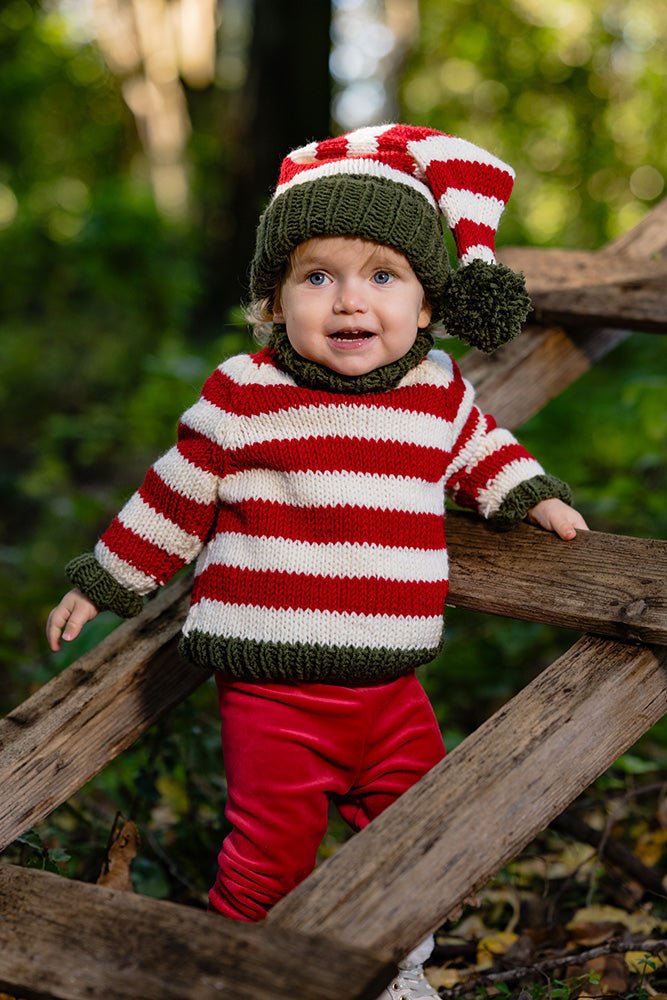Children’s Elf Christmas Sweater Knitting Pattern PDF – Sizes 2–10 Years - Handy Little Me Shop