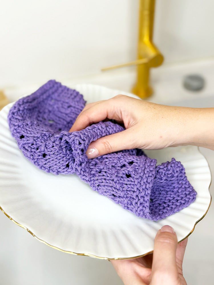 Violet Velvet Scalloped Ridge Dishcloth Knitting Pattern PDF - Handy Little Me Shop