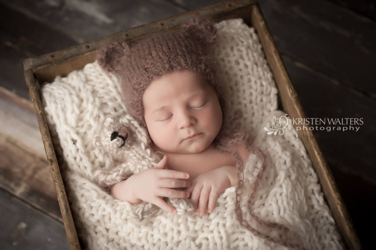 Newborn Bear Bonnet Knitting Pattern - Handy Little Me Shop