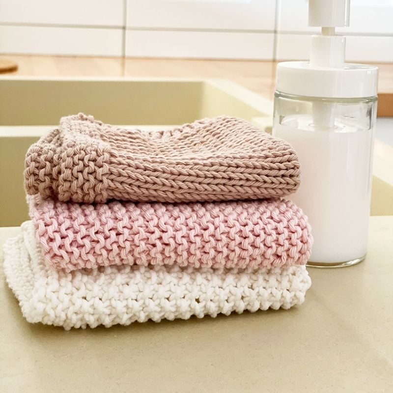 3 x Dishcloth Knitting Patterns - Basic Knitting Stitches - Handy Little Me Shop