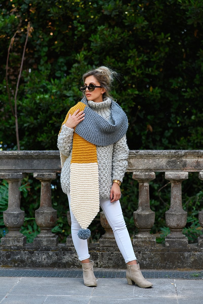 Pom Pom Scarf Knitting Pattern - Handy Little Me Shop