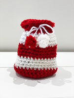 Candy cane crochet gift bag