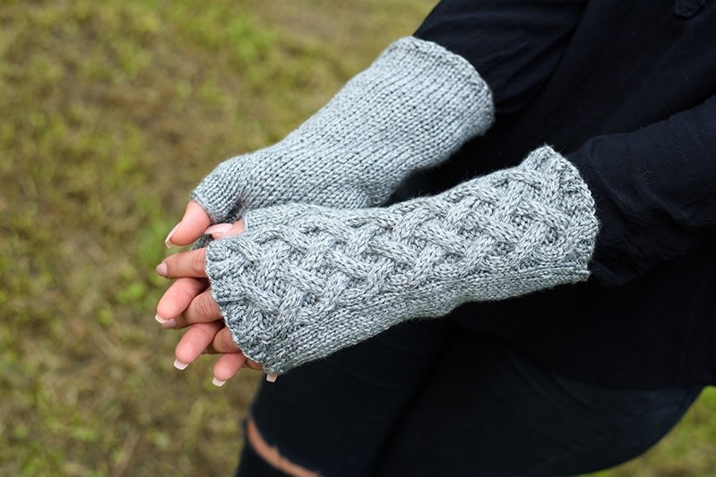Celtic cable knit fingerless gloves