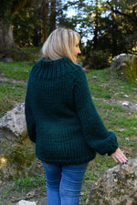Chunky knit sweater we are knitters forest green yarn