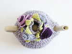 birds eye view of knitted tea cosy