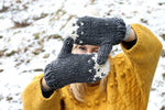 knitted snow mountain mittens