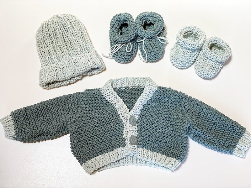 Knitted baby set with baby cardigan