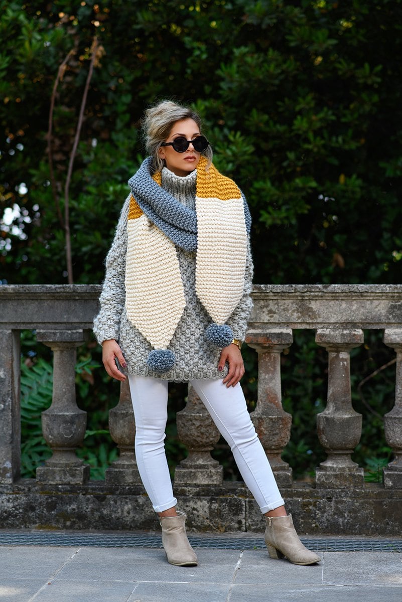 Pom Pom Scarf Knitting Pattern - Handy Little Me Shop