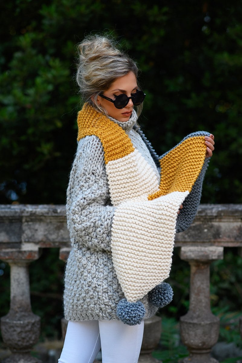 Pom Pom Scarf Knitting Pattern - Handy Little Me Shop