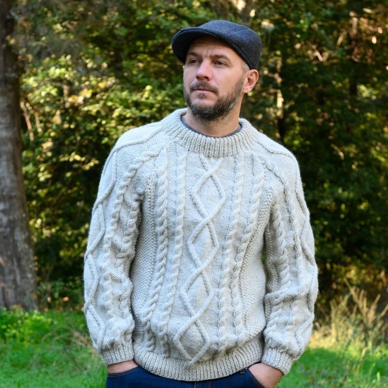 Men's Aran Sweater Knitting Pattern