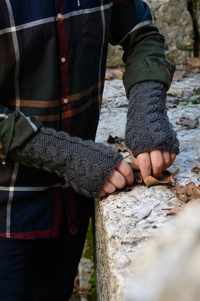Knit Fingerless Gloves For Men With A Cable Design - Handy Little Me