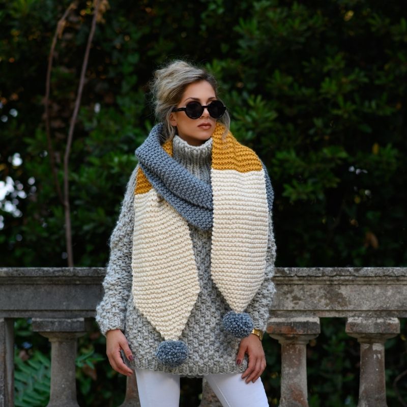 Pom Pom Scarf Knitting Pattern - Handy Little Me Shop