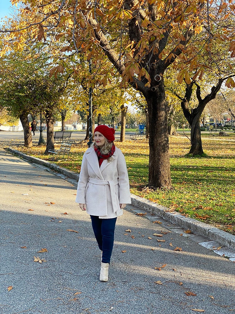Red beret fall outfit
