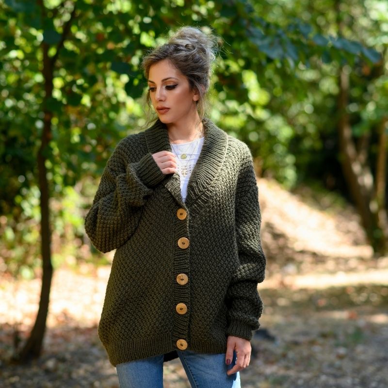 The Irish Moss Stitch Cardigan Knitting Pattern - Handy Little Me Shop
