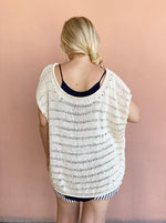 back view of the dropped stitch knit top
