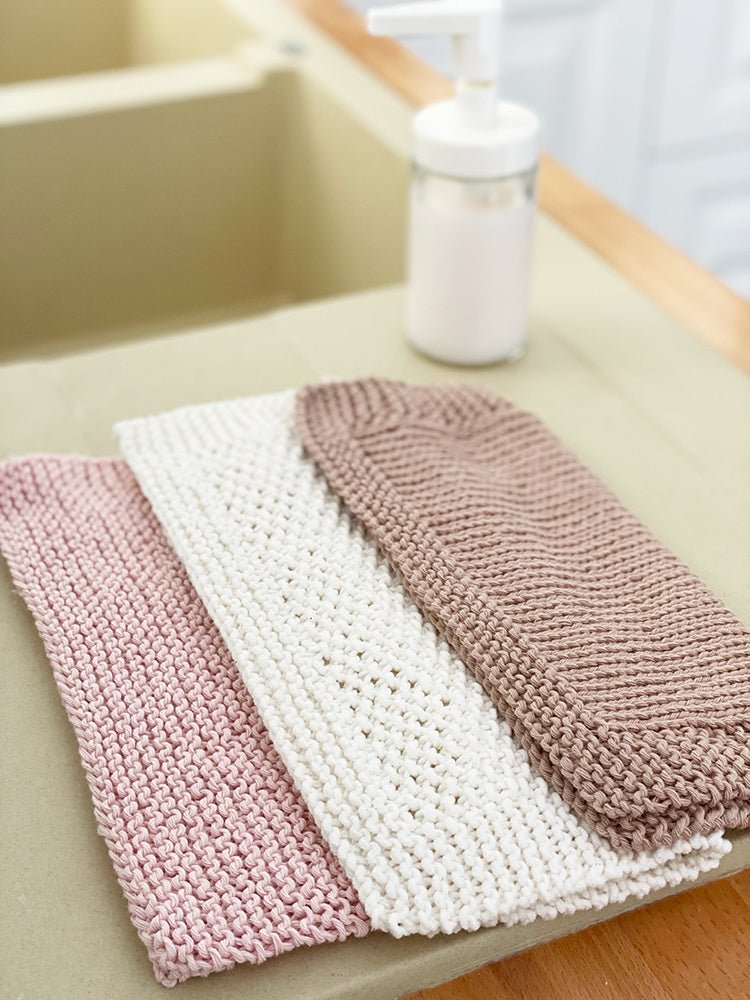 3 x Dishcloth Knitting Patterns - Basic Knitting Stitches - Handy Little Me Shop