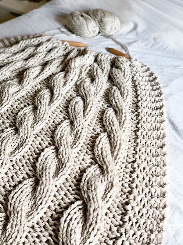 Chunky Cable Knit Blanket Pattern - Handy Little Me Shop