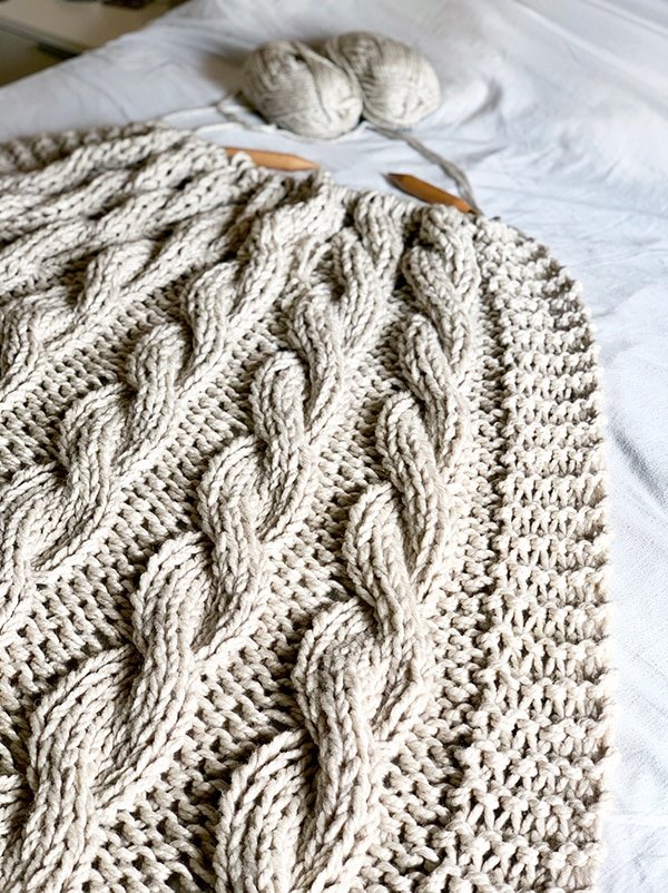 cable blanket knit with super bulky yarn