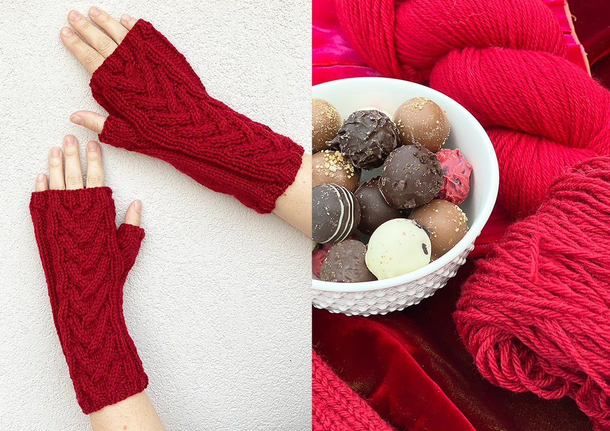 Regency Red Cable Knit Fingerless Gloves Pattern - Handy Little Me Shop