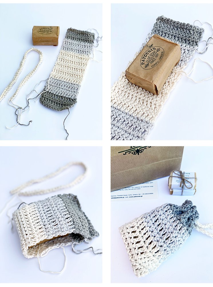 cotton crochet soap sack
