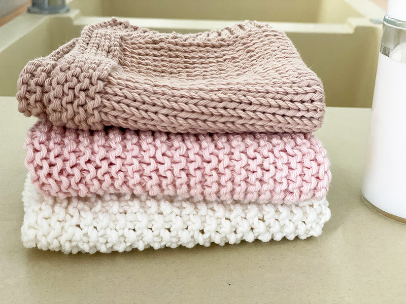 3 x Dishcloth Knitting Patterns - Basic Knitting Stitches