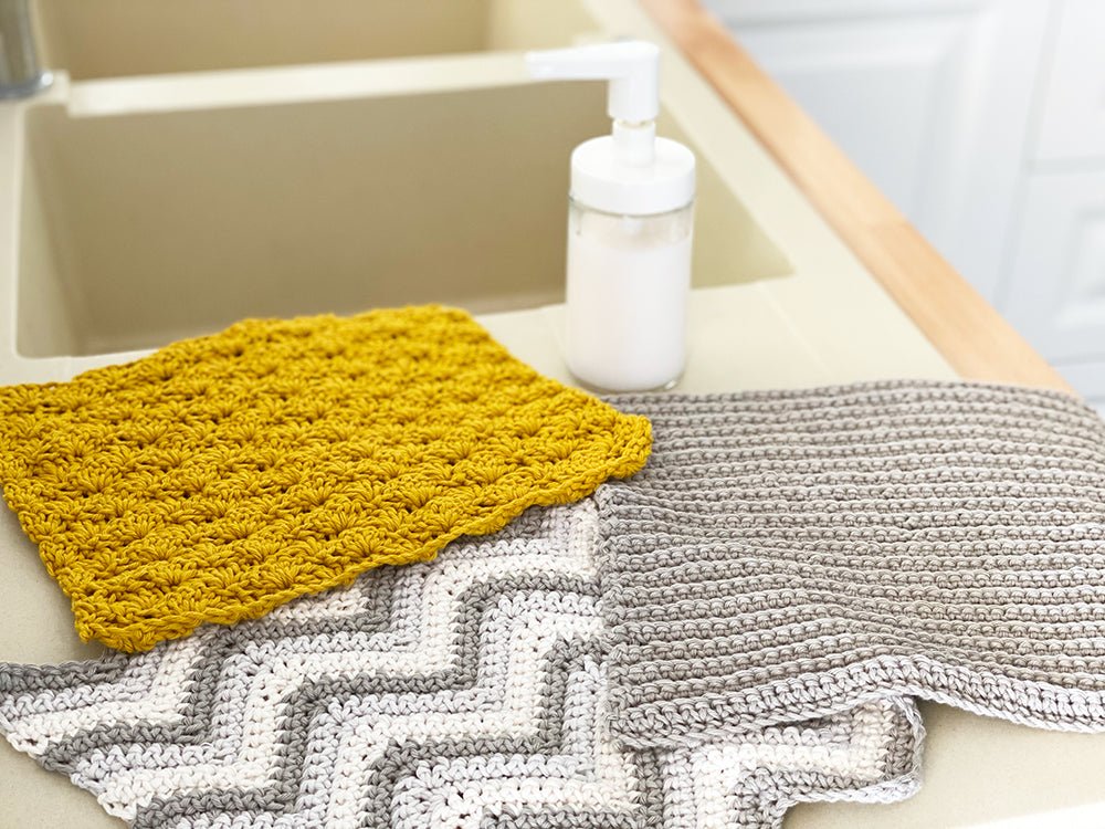 3 x Dishcloth Crochet Patterns - Basic Crochet Stitches - Handy Little Me Shop