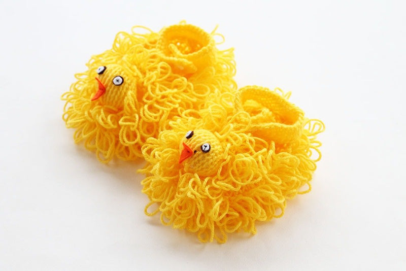 easter chick slippers knit in yellow yarn