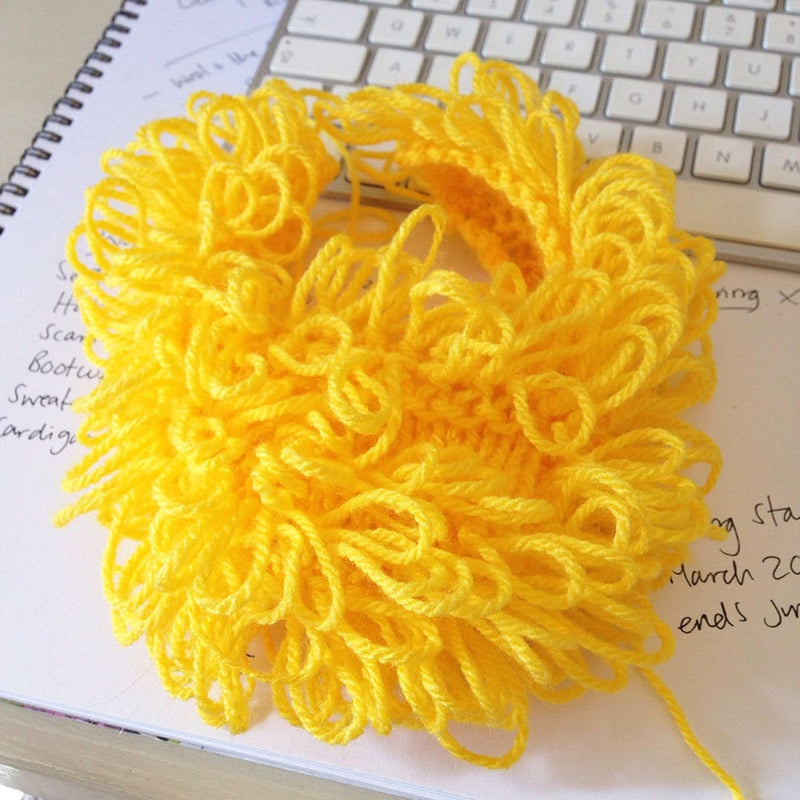 The easter chick slippers shape with loop stitches