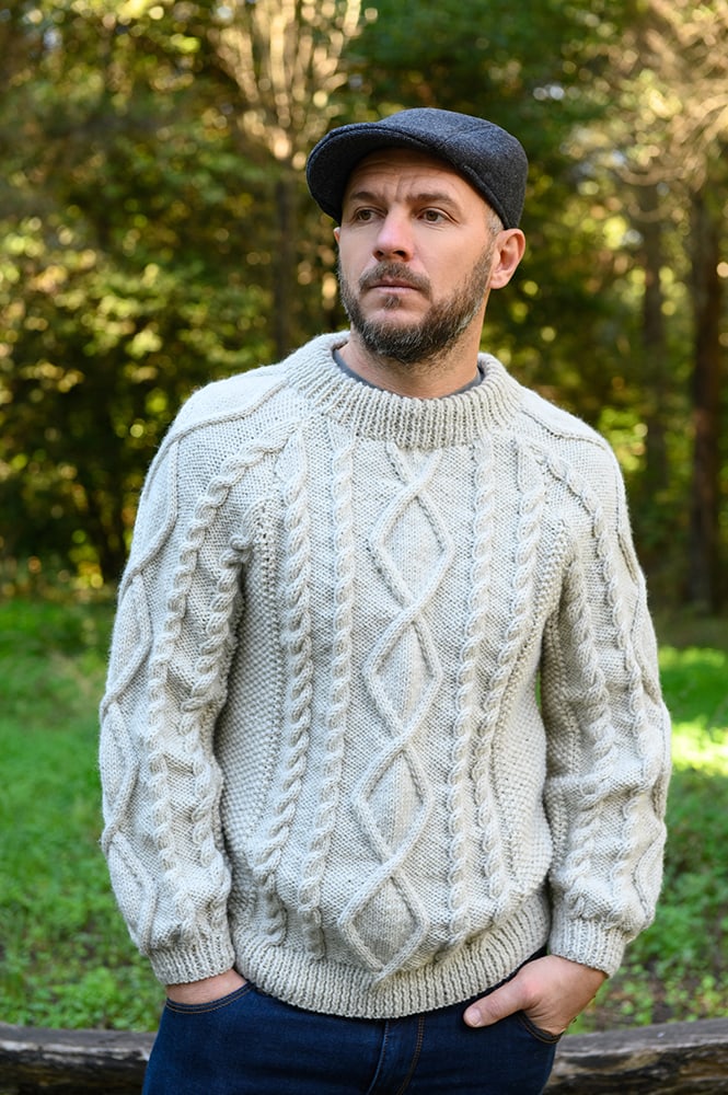 Men's Aran Sweater Knitting Pattern – Handy Little Me Shop